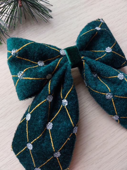 Green Velvet Hair Bow