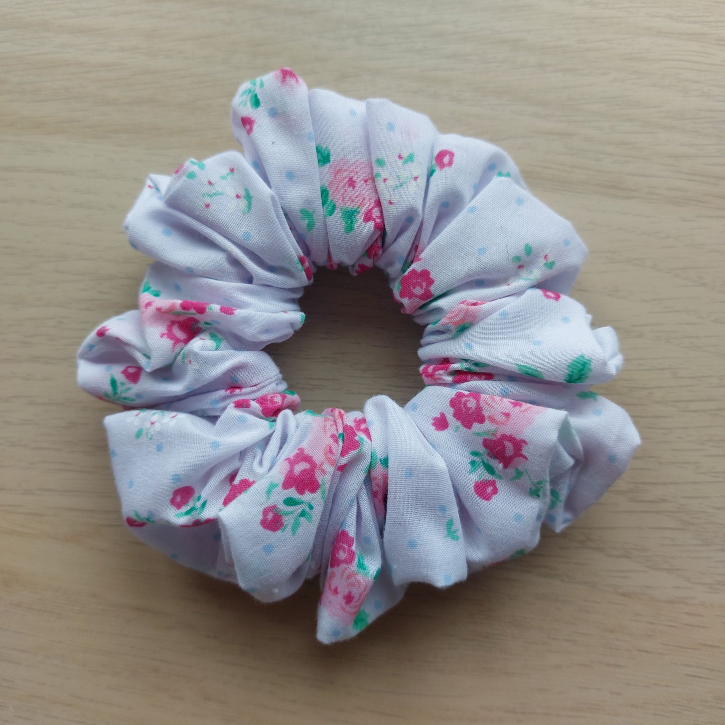 White & Pink Floral Oversized Scrunchie