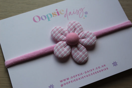 Baby headband with gingham flower