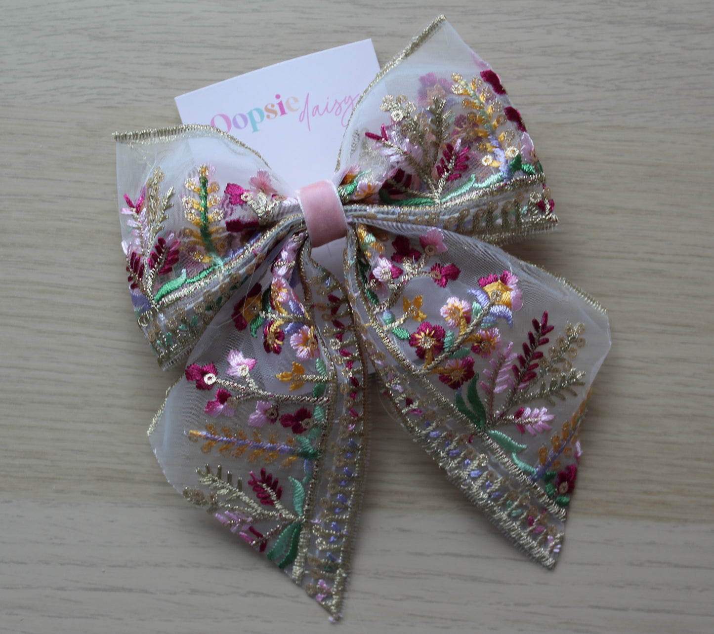 Transparent Embroidered Hair Bow