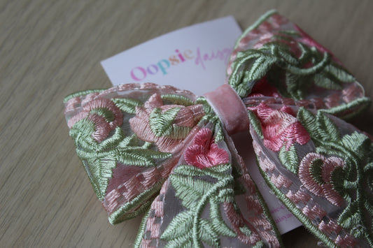 Pink & Green Hair Bow