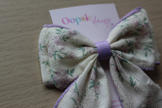 Purple Lace Hair Bow