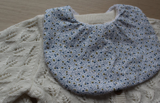 Ditsy blue floral liberty bib