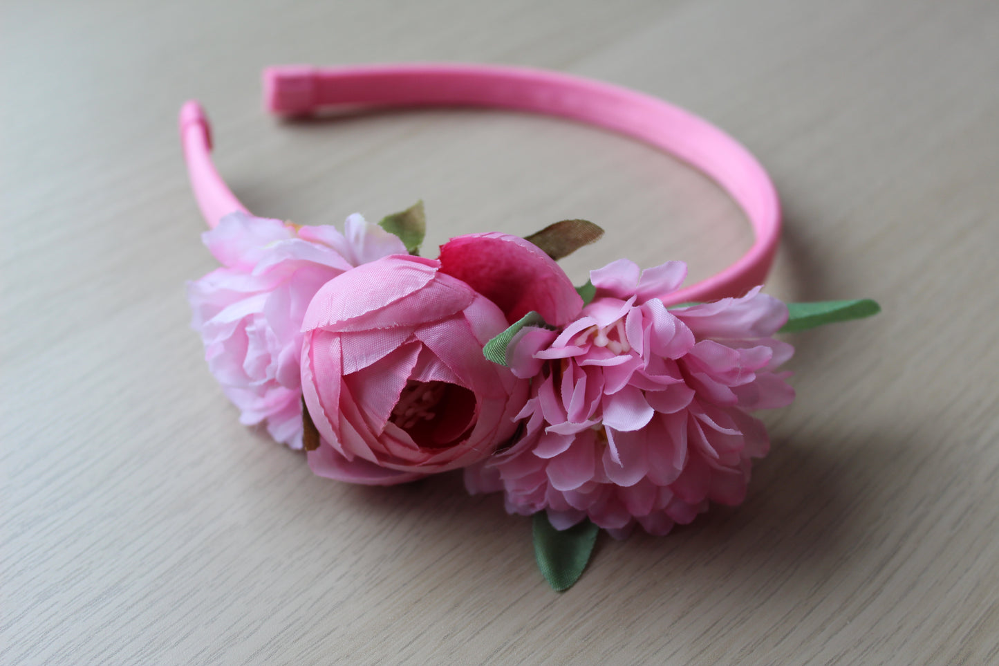 Bright pink flower headband