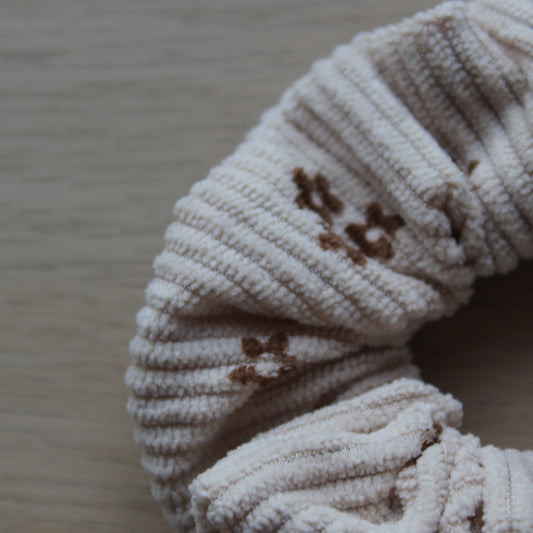 Floral corduroy scrunchie