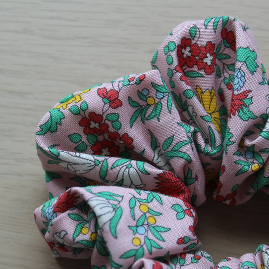 Pink floral Liberty design scrunchie