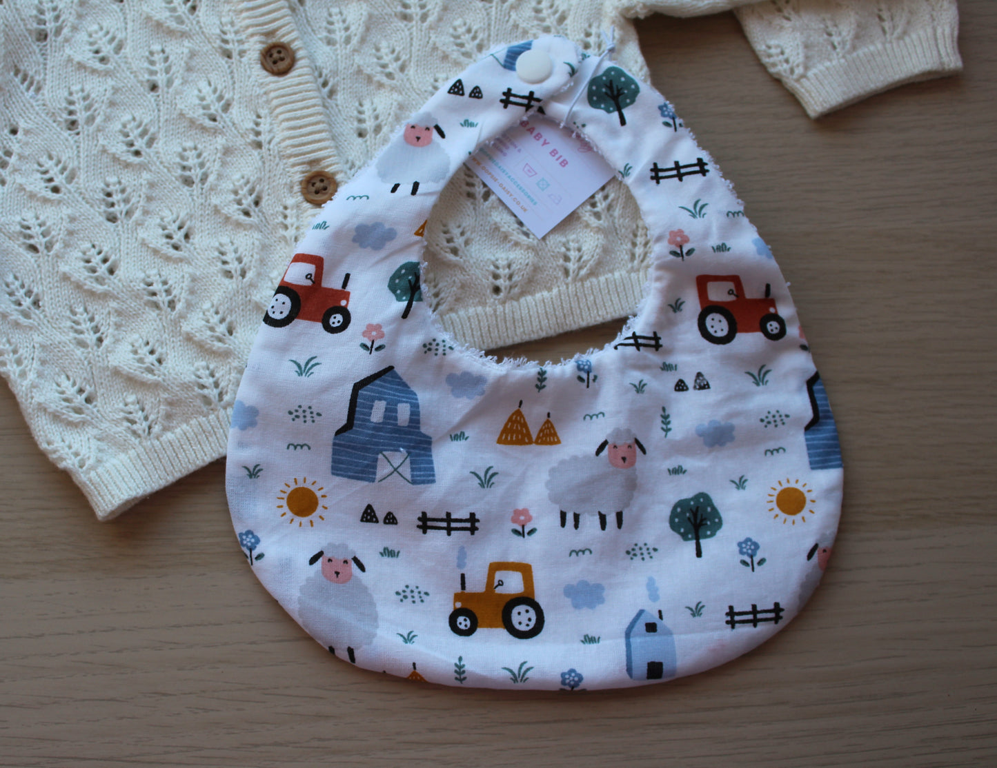 Farm themed baby bib