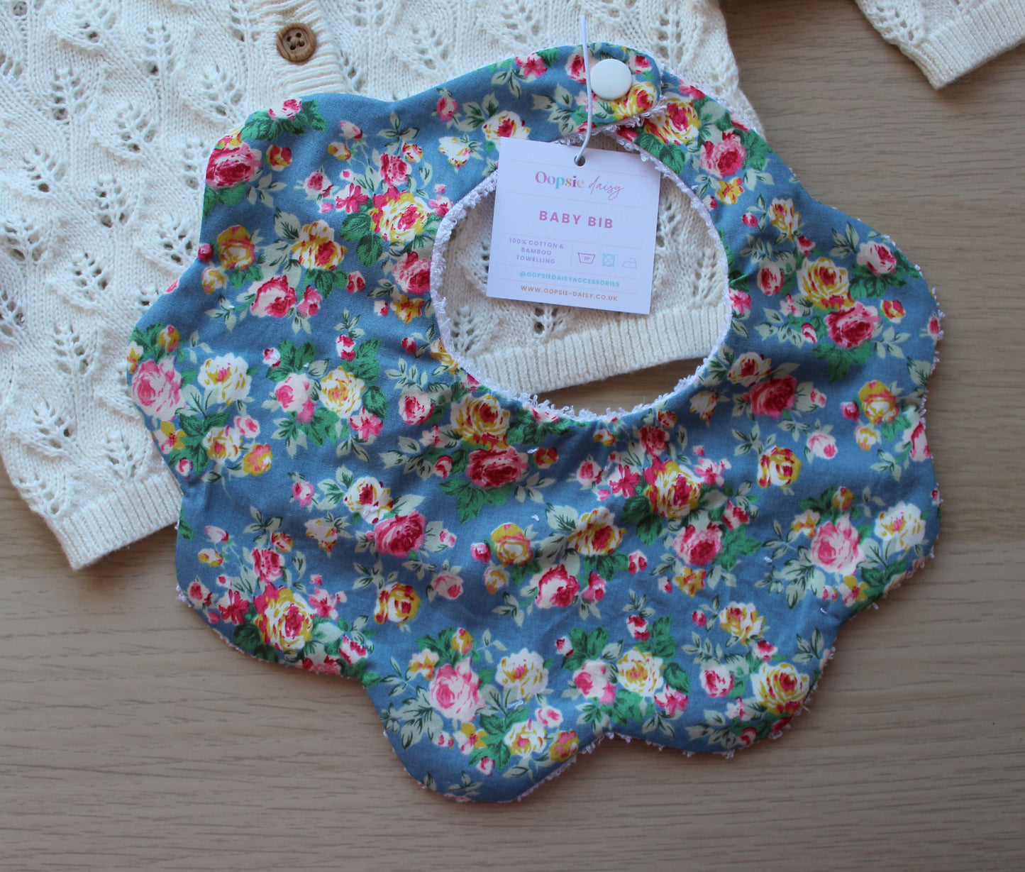 Ditsy rose floral vintage style baby bib