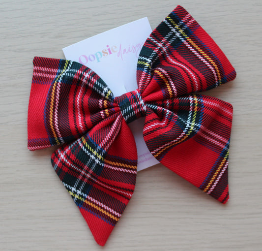 Tartan hair bow in Royal Stewart