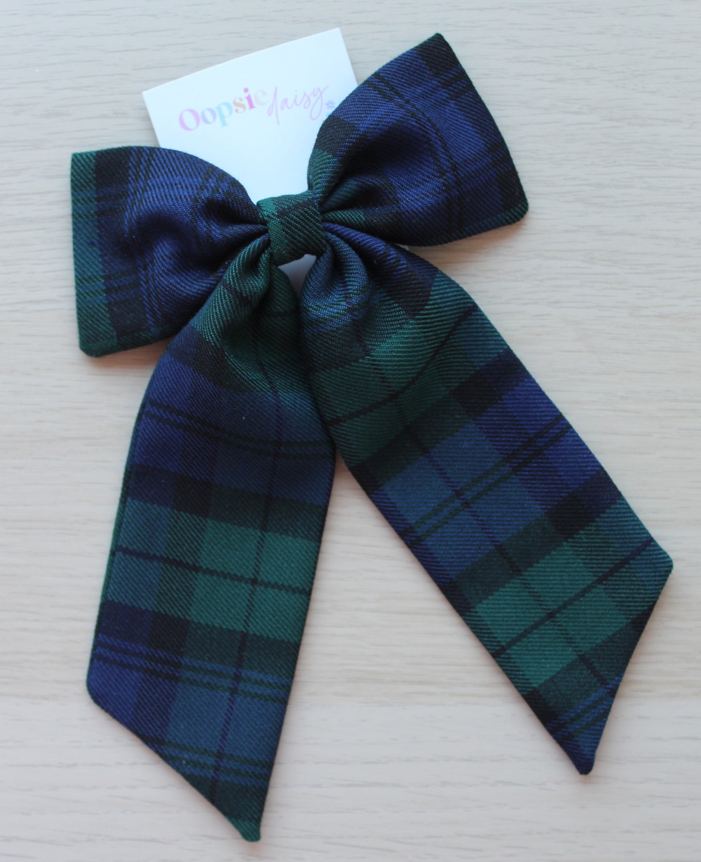 Black Watch Tartan Hair Bow Long
