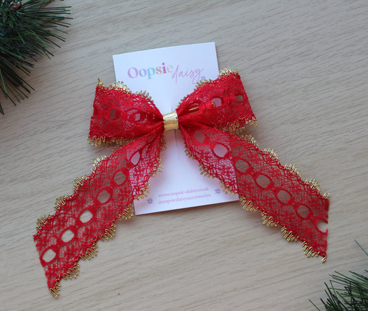 Festive Lace Hair Bow