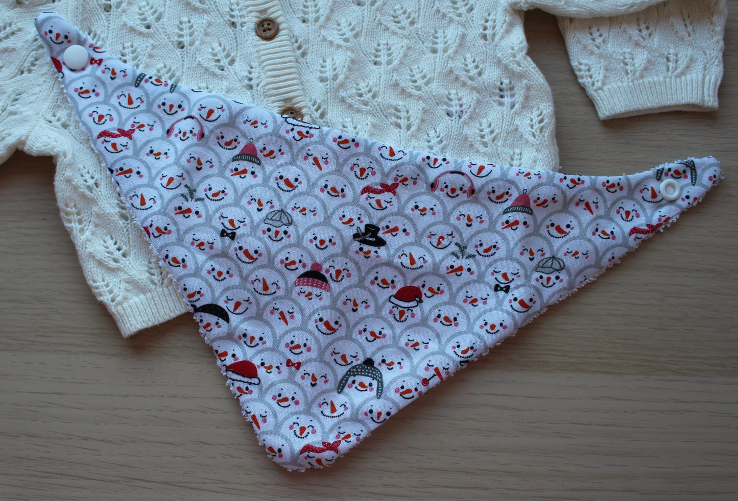 Snowman baby dribble bib