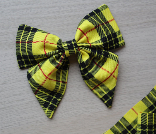Yellow & Black Plaid Tartan Hair Bow