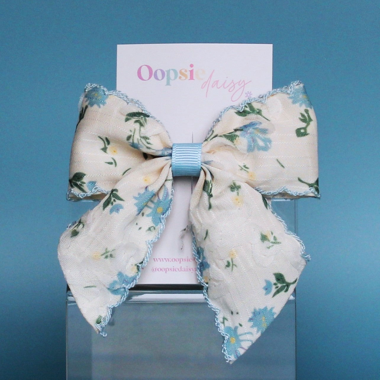 Light Blue Floral Hair Bow