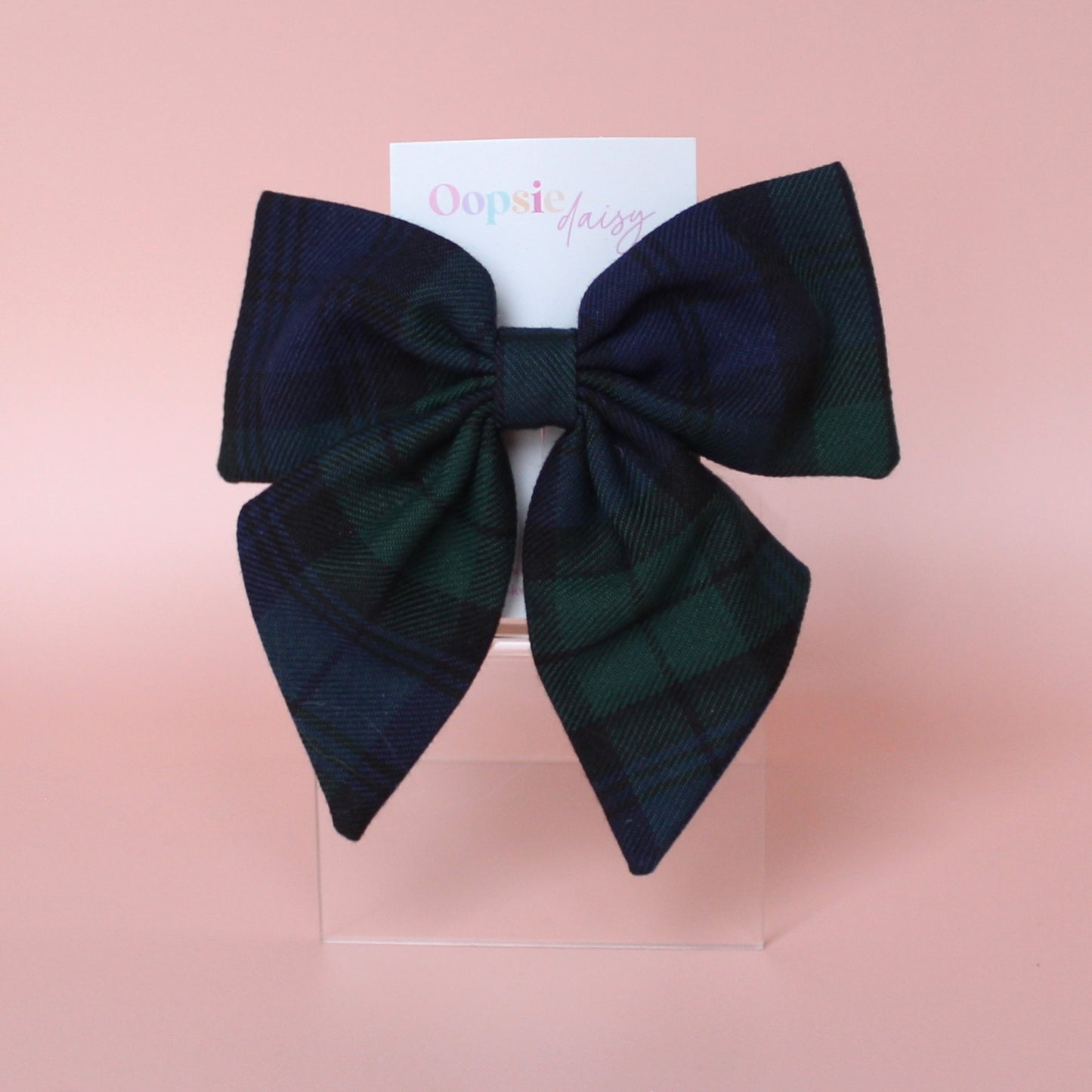 Small Black Watch plaid tartan hair bow