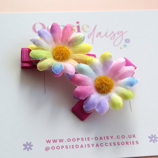 Multicolour daisy hair clips