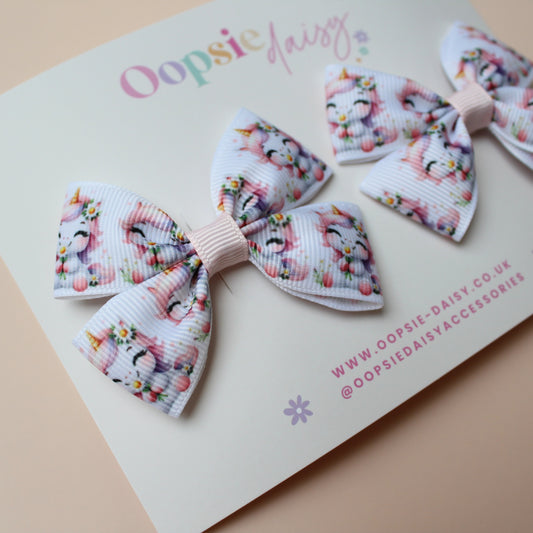 Set of 2 unicorn hair bow clips