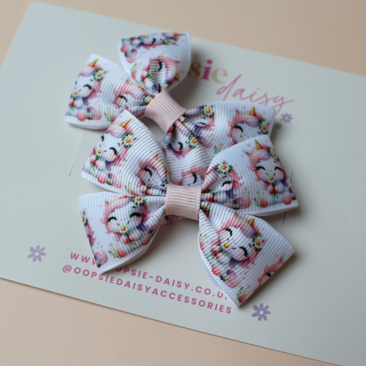 Set of 2 unicorn hair bow clips
