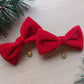 Christmas hair bows with red velvet and gold bell