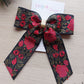 Festive floral embroidered hair bow