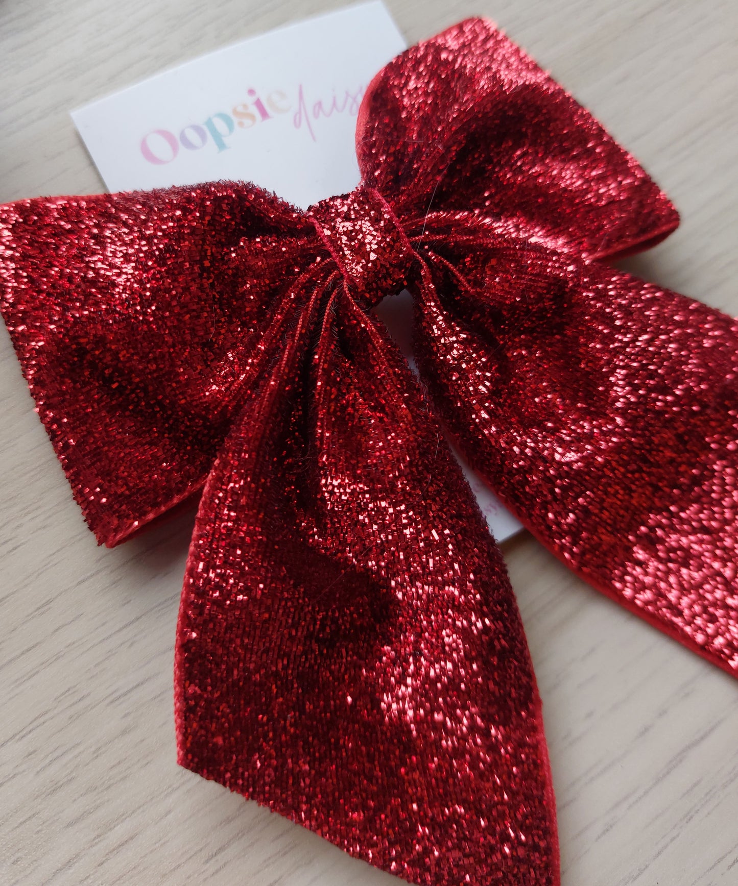 Sparkly red christmas hair bow