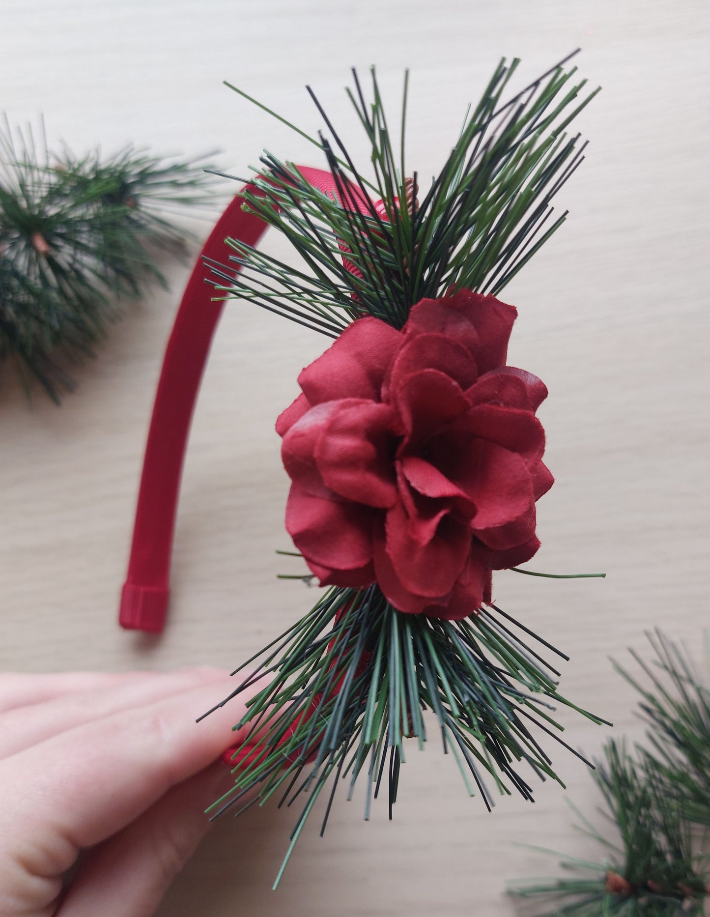 festive rose floral headband