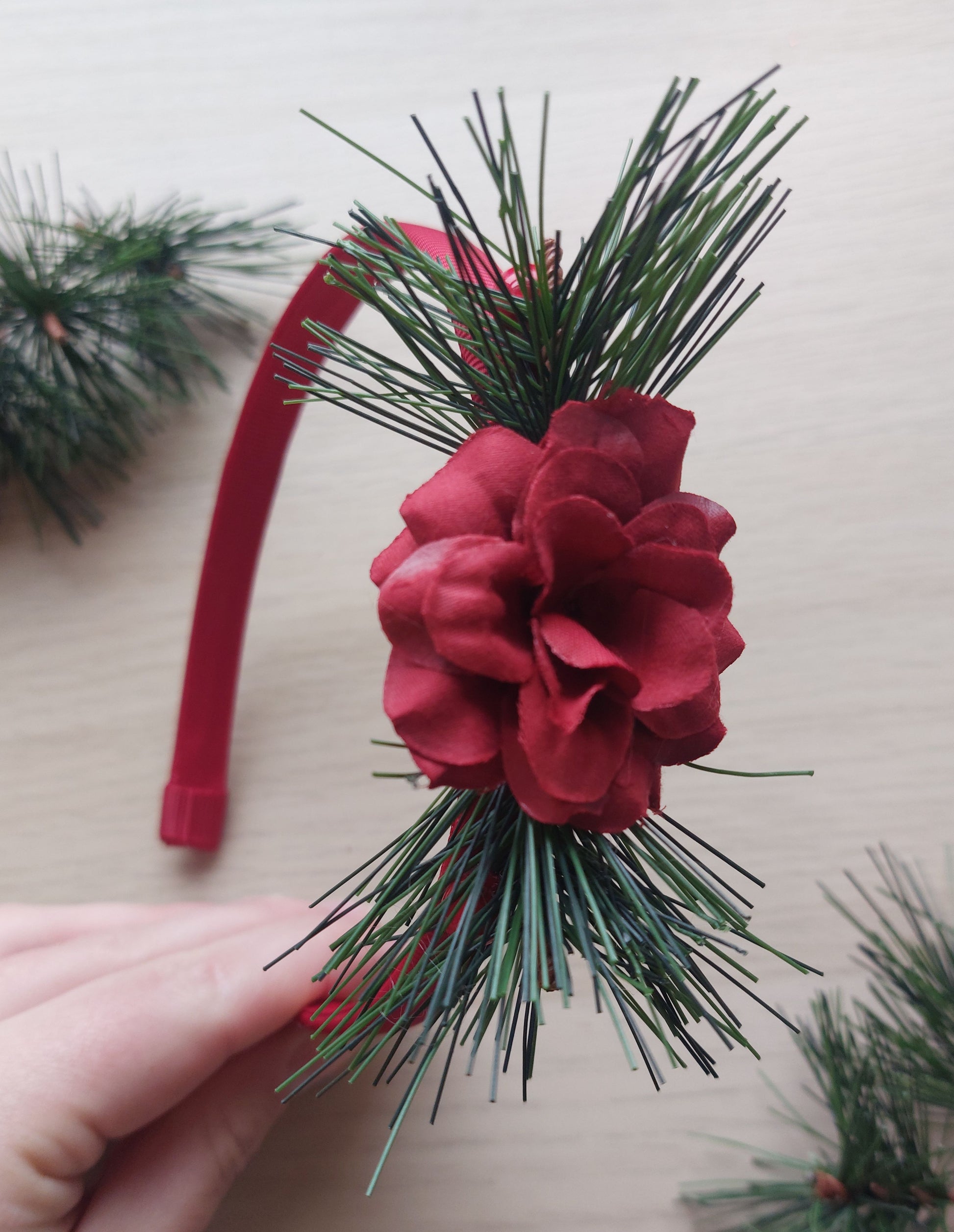 festive rose floral headband