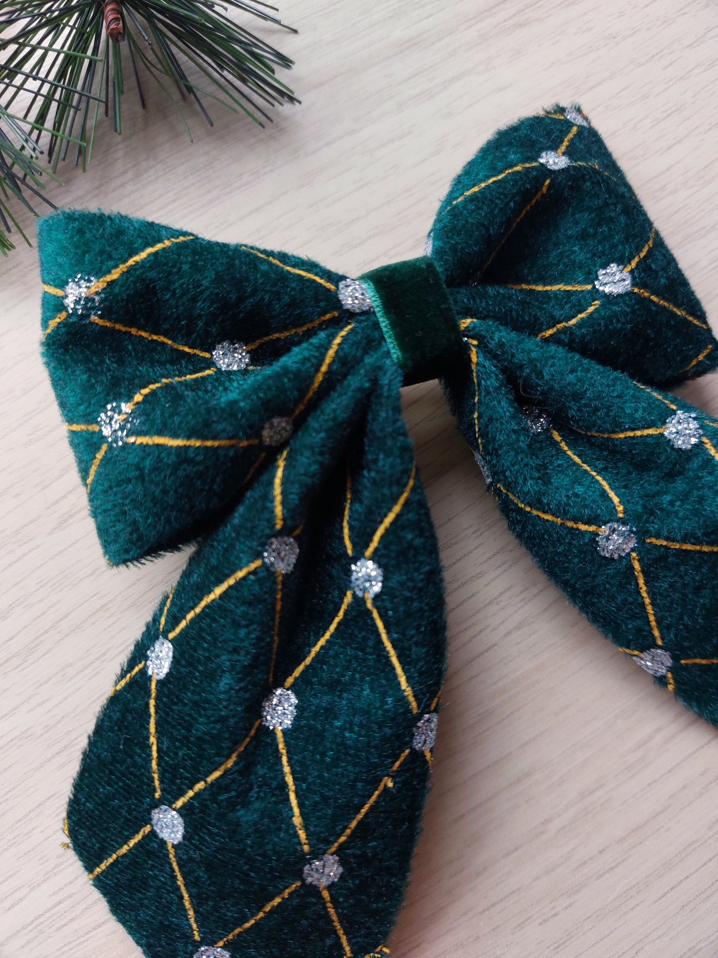 Green Velvet Hair Bow