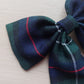 Navy and green plaid tartan hair bow
