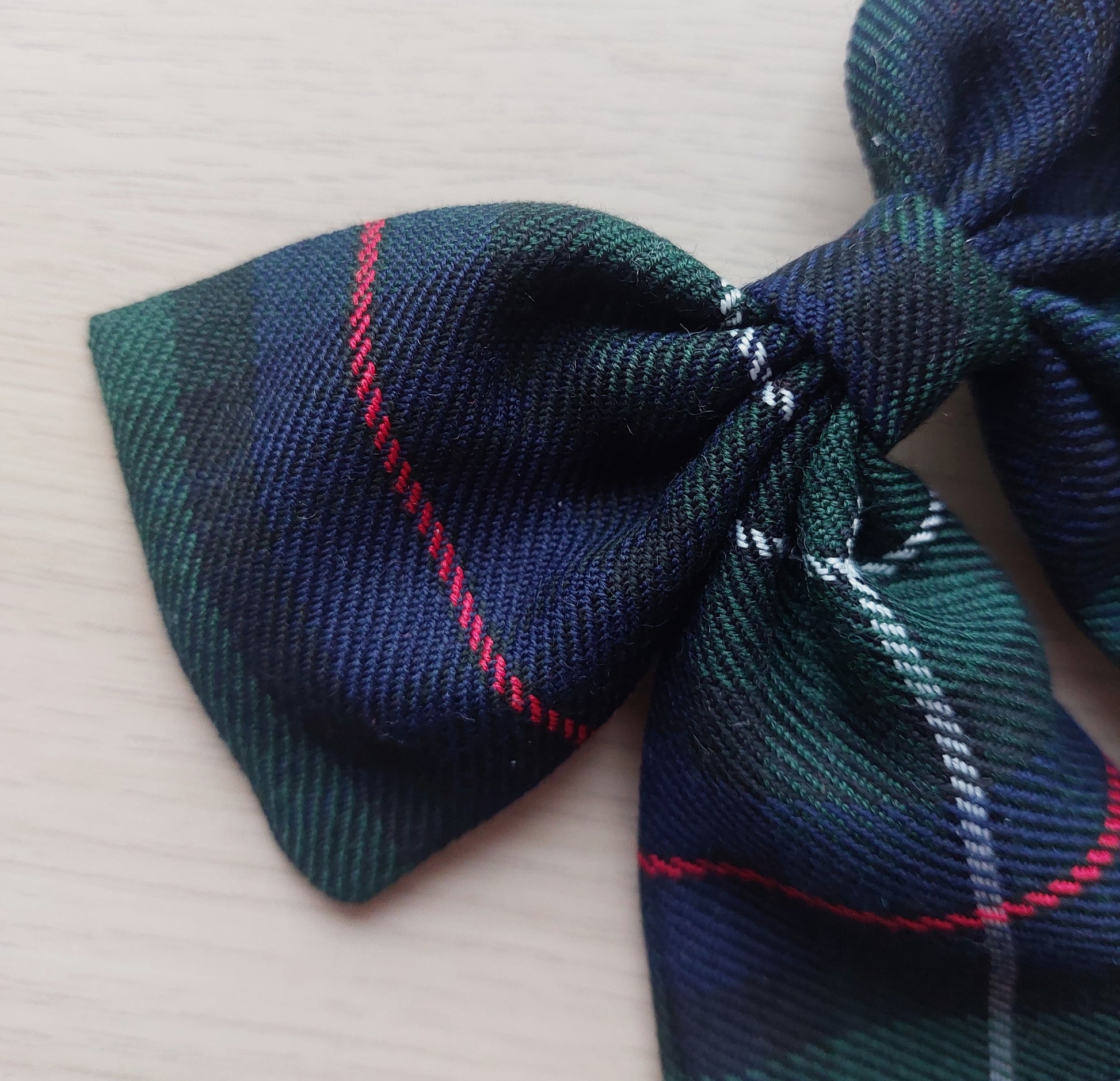 Navy and green plaid tartan hair bow