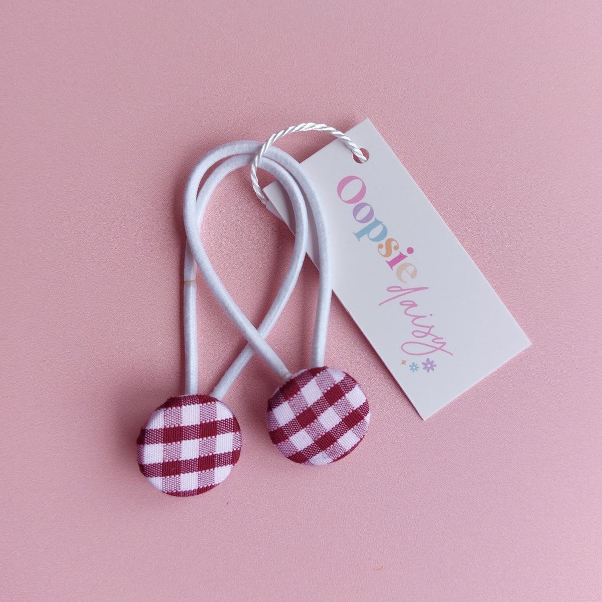 Burgundy Gingham School Hair Accessories - Bows & Bobbles