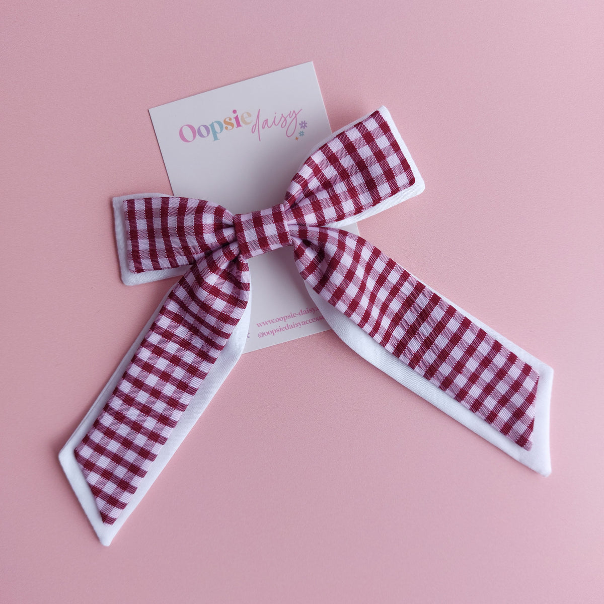 Burgundy Gingham School Hair Accessories - Bows & Bobbles