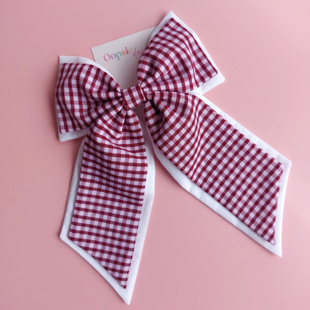 Burgundy Gingham School Hair Accessories - Bows & Bobbles