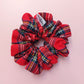 Royal Stewart tartan oversized scrunchie. Red tartan with black, yellow, blue and orange checks. 