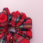 Royal Stewart tartan oversized scrunchie. Red tartan with black, yellow, blue and orange checks. 