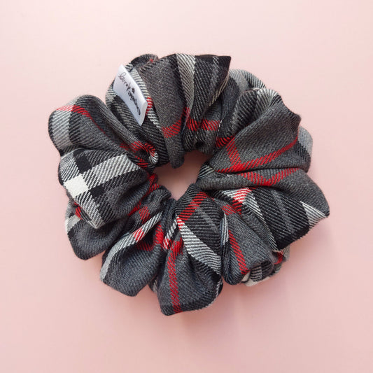 Grey Tartan Scrunchie - Oversized