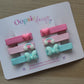 Set of blue and pink 3d hair slider clips