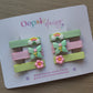 Set of colourful 3d hair clips with butterfly, flower, rainbow