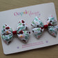 Burgundy floral hair bow clips