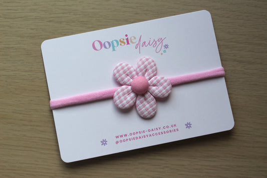 Pink flower baby headband