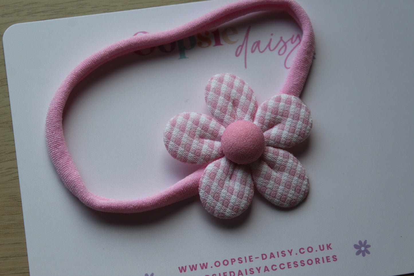 Pink flower baby headband