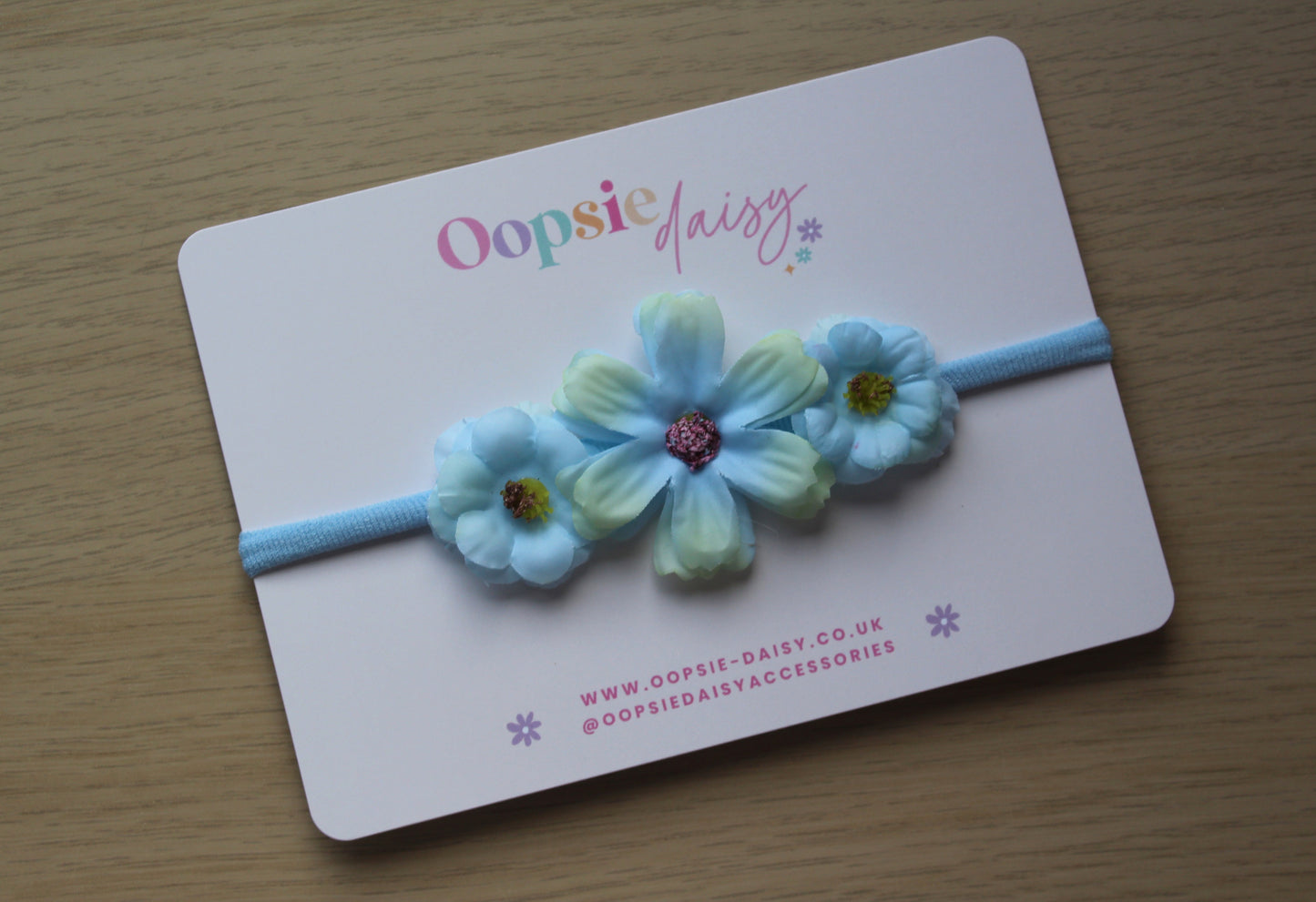 Blue floral baby headband