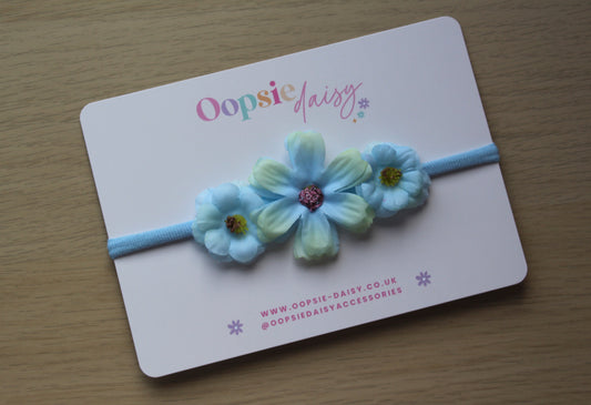 Blue floral baby headband
