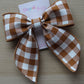 Copper Gingham Hair Bow