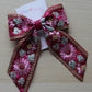 Deep Red Embroidered Hair Bow
