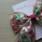 Pink & Gold Embroidered Hair Bow