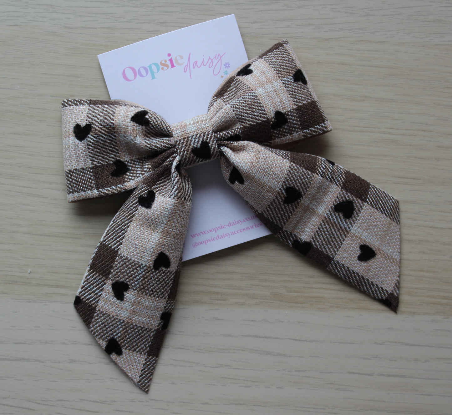 Gingham Heart Hair Bow