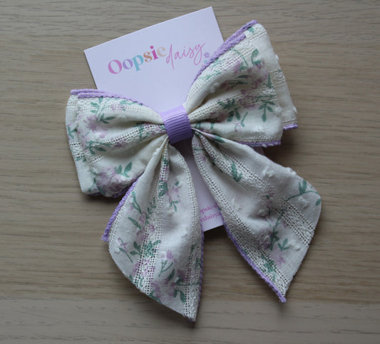 Purple Lace Hair Bow