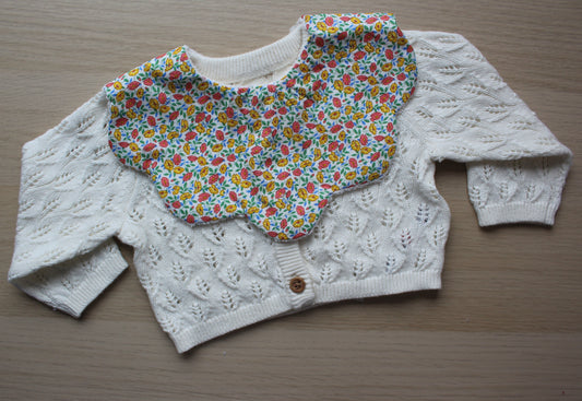 Scallop baby bib with Liberty floral pattern