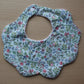 Ditsy blue floral scallop baby bib